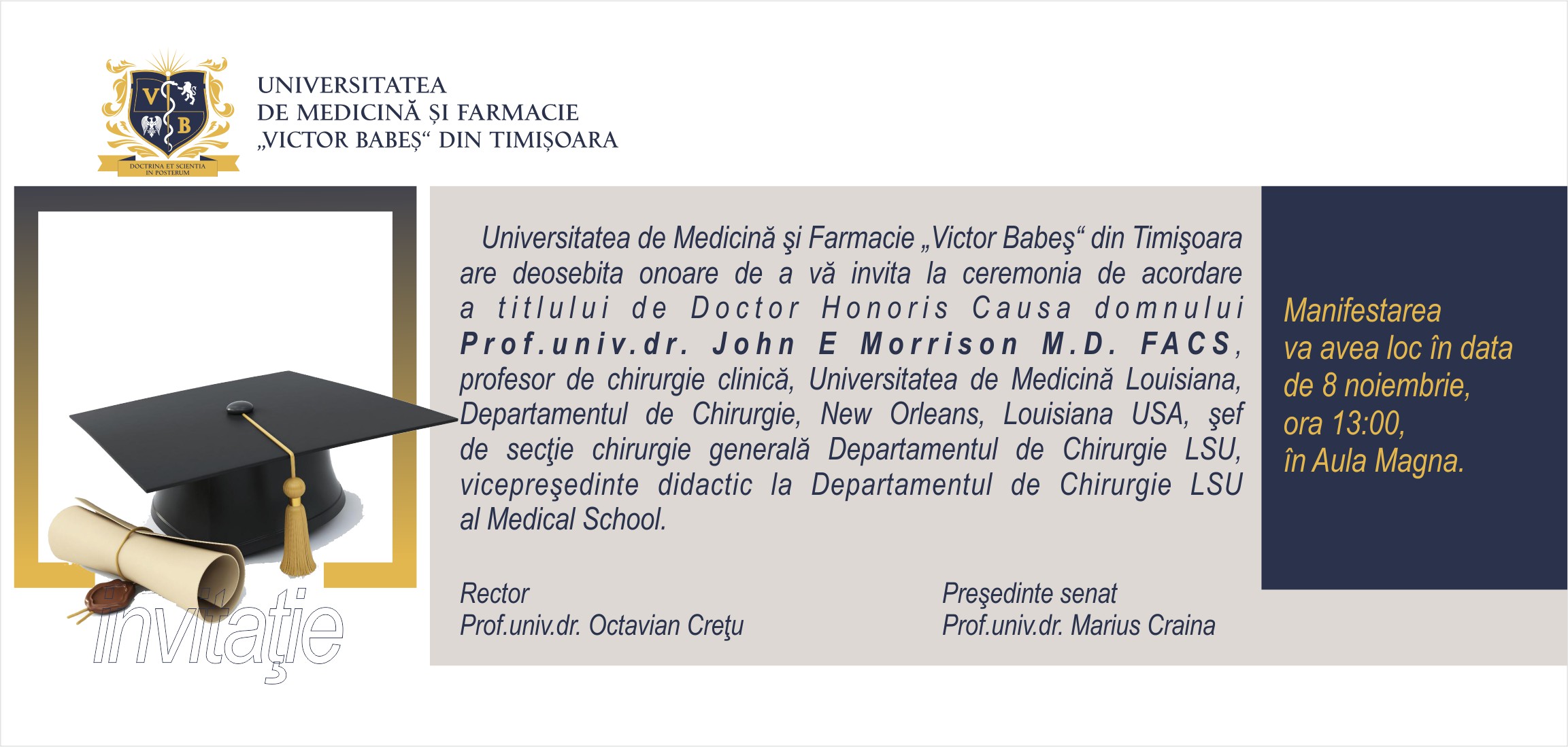 DOCTOR HONORIS CAUSA Prof. univ. dr. John Edward Morrison