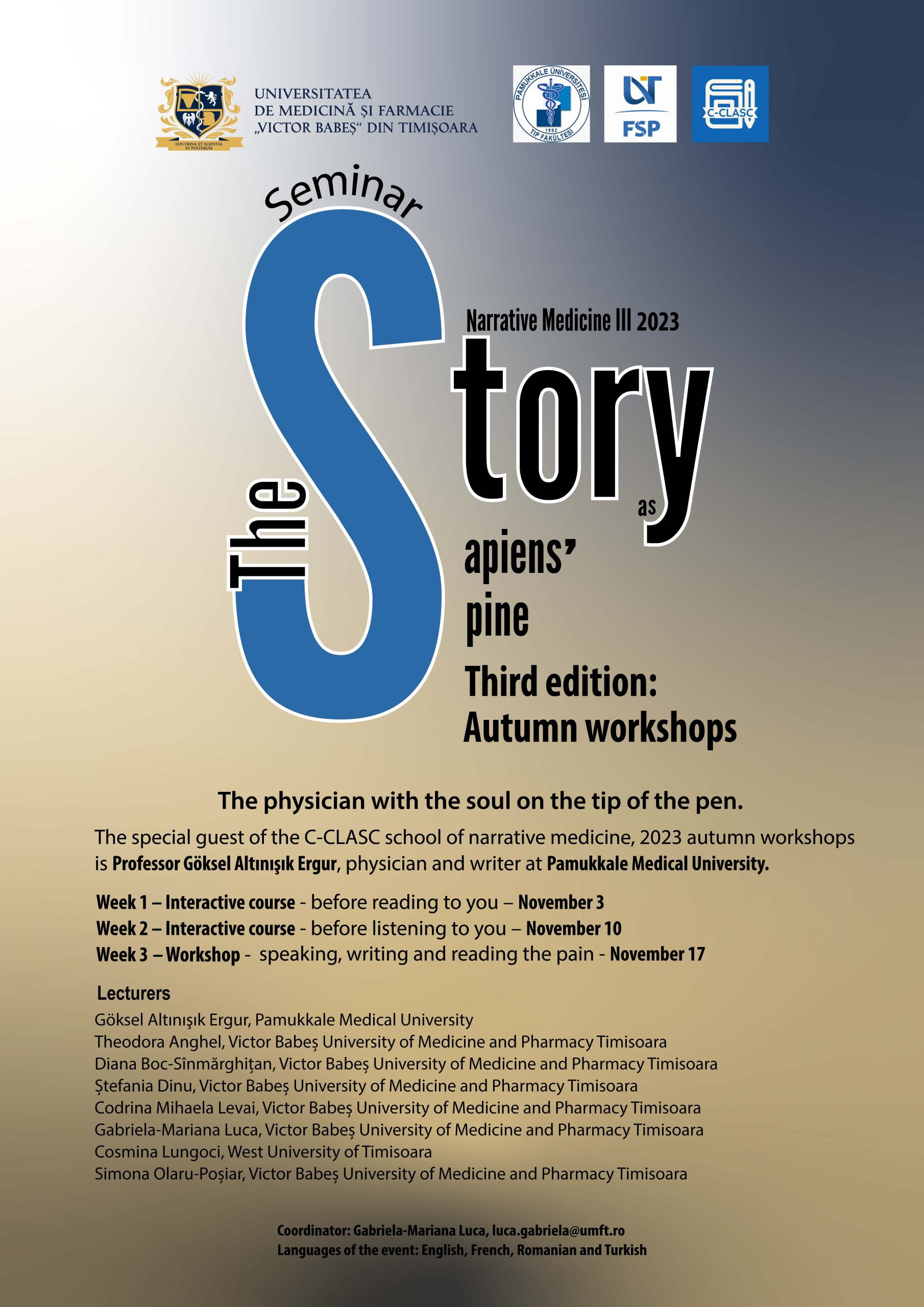 Poster C-CLASC The Story as Sapiens Vertical Spine 11.2023