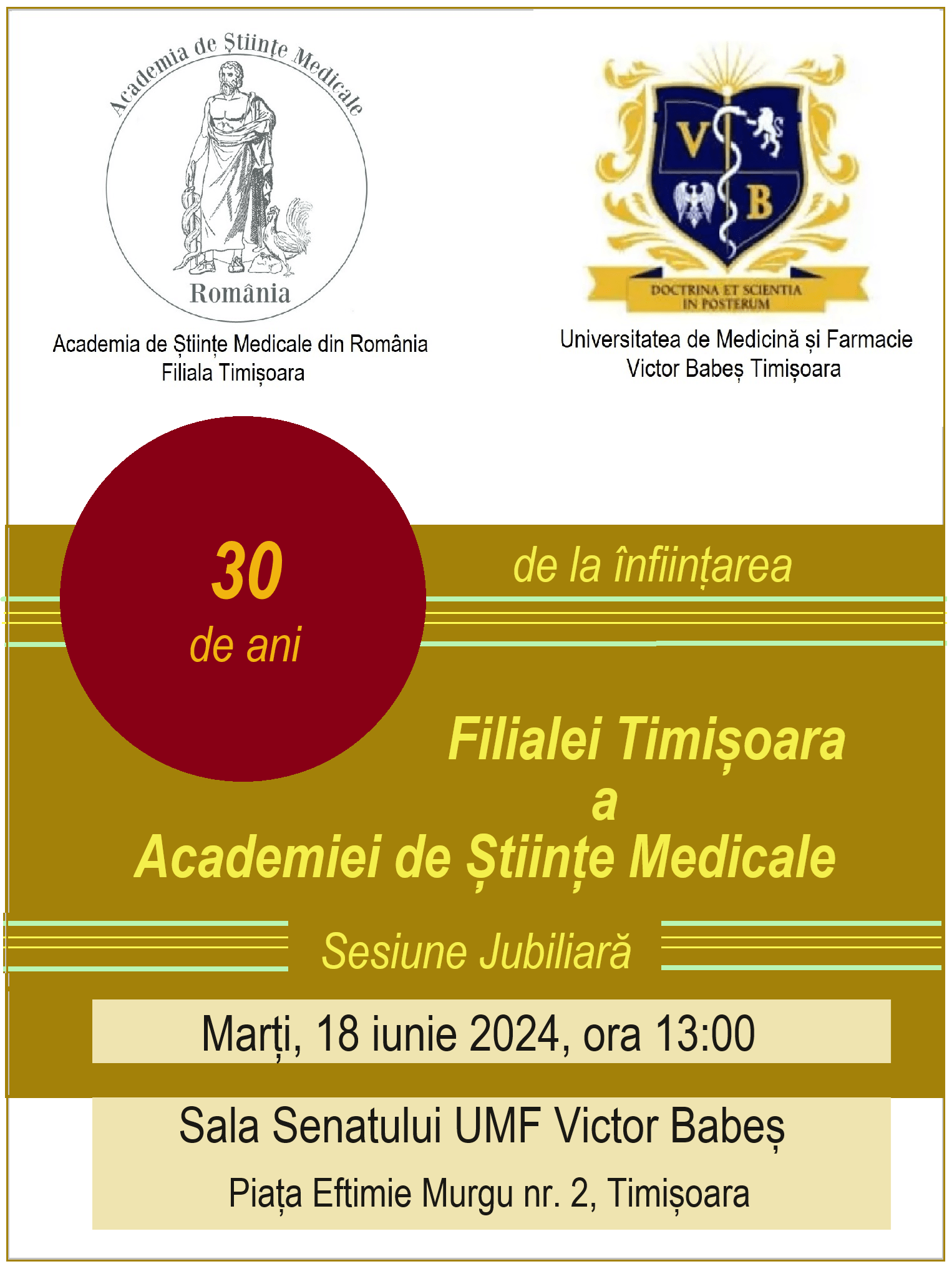 Afis_Sesiunea Jubiliară a Filialei ASM_30 ani_18.06.2024