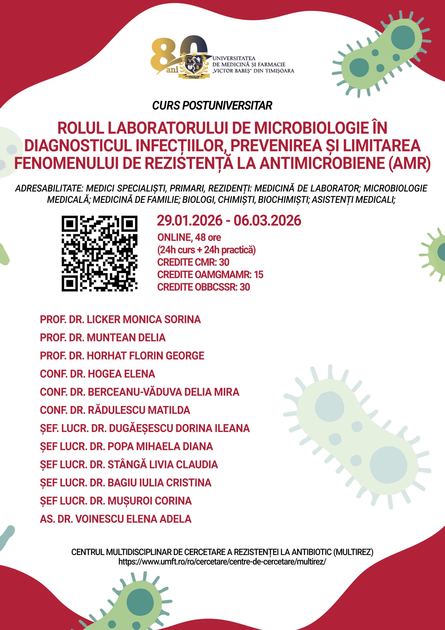 Afis Curs postuniv_Rolul laboratorului de microbiologie AMR_29.01-06.03.2026